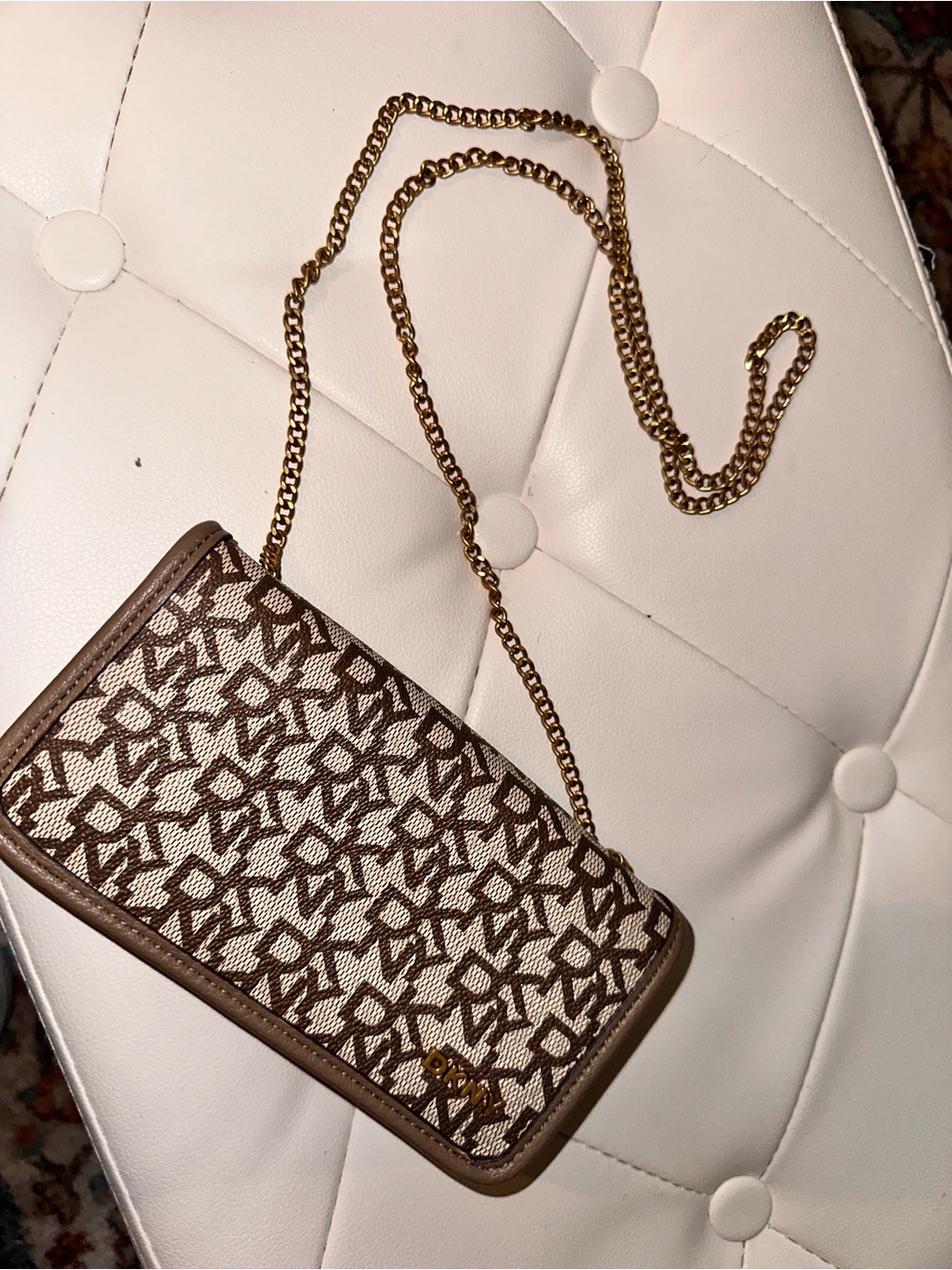 DKNYC Brown Logo Chain Crossbody